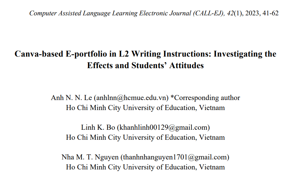 My Very First Scopus Q1 Article: “Canva-Based E-portfolio in L2 Writing Instructions: Investigating The Effects and Students’ Attitudes”